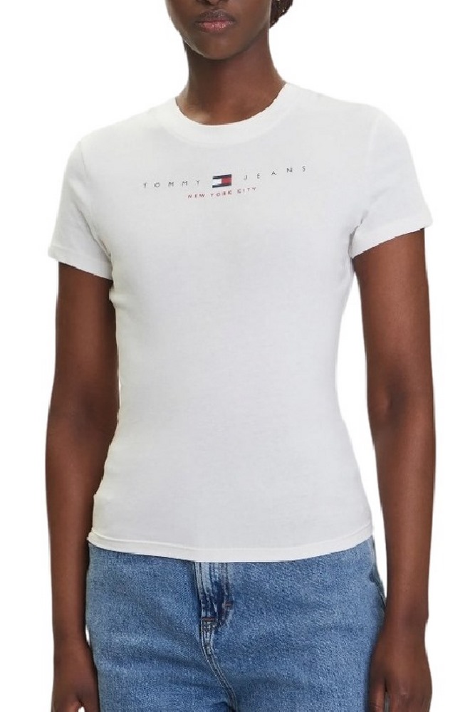 TOMMY JEANS SLIM US LINEAR TEE T-SHIRT ΜΠΛΟΥΖΑ ΓΥΝΑΙΚΕΙΑ WHITE