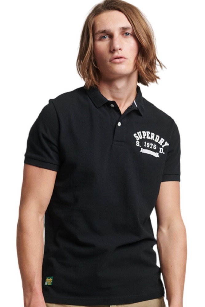 SUPERDRY D1 OVIN VINTAGE SUPERSTATE POLO ΜΠΛΟΥΖΑ ΑΝΔΡΙΚΗ BLACK
