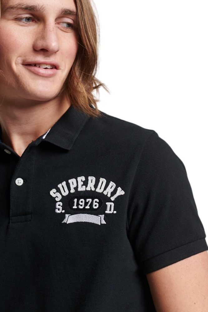 SUPERDRY D1 OVIN VINTAGE SUPERSTATE POLO ΜΠΛΟΥΖΑ ΑΝΔΡΙΚΗ BLACK