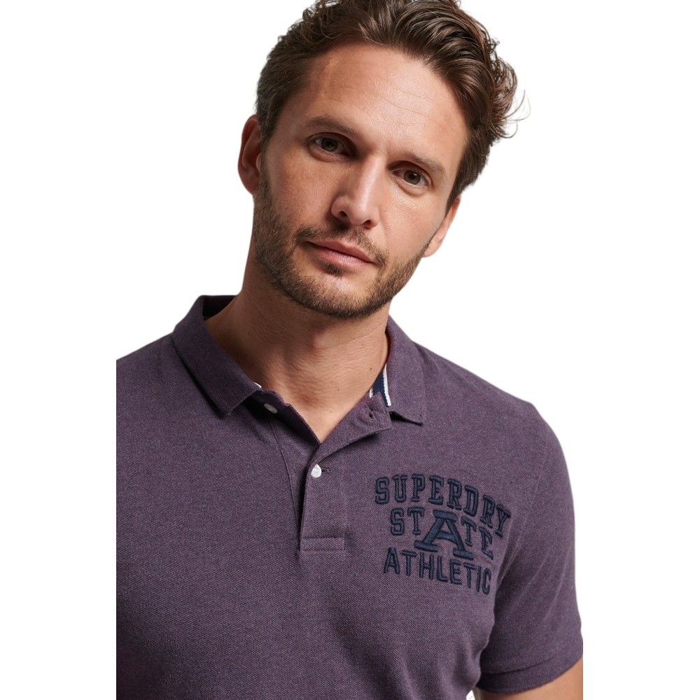 SUPERDRY D1 OVIN VINTAGE SUPERSTATE POLO ΜΠΛΟΥΖΑ ΑΝΔΡΙΚΗ PURPLE