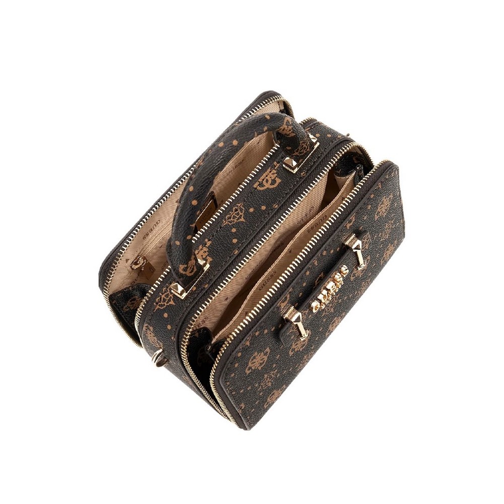 GUESS SILIA MINI SATCHEL ΤΣΑΝΤΑ ΓΥΝΑΙΚΕΙΑ BROWN