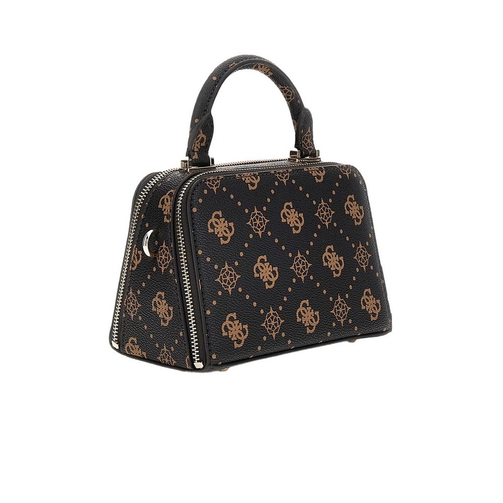 GUESS SILIA MINI SATCHEL ΤΣΑΝΤΑ ΓΥΝΑΙΚΕΙΑ BROWN