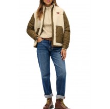 SUPERDRY D1 OVIN FLEECE HYBRID JACKET ΜΠΟΥΦΑΝ ΓΥΝΑΙΚΕΙΟ BEIGE