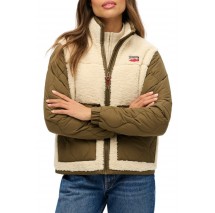 SUPERDRY D1 OVIN FLEECE HYBRID JACKET ΜΠΟΥΦΑΝ ΓΥΝΑΙΚΕΙΟ BEIGE
