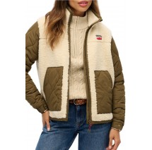 SUPERDRY D1 OVIN FLEECE HYBRID JACKET ΜΠΟΥΦΑΝ ΓΥΝΑΙΚΕΙΟ BEIGE