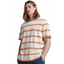 SUPERDRY D2 OVIN VINTAGE TEXTURED STRIPE T-SHIRT ΑΝΔΡΙΚΟ ECRU