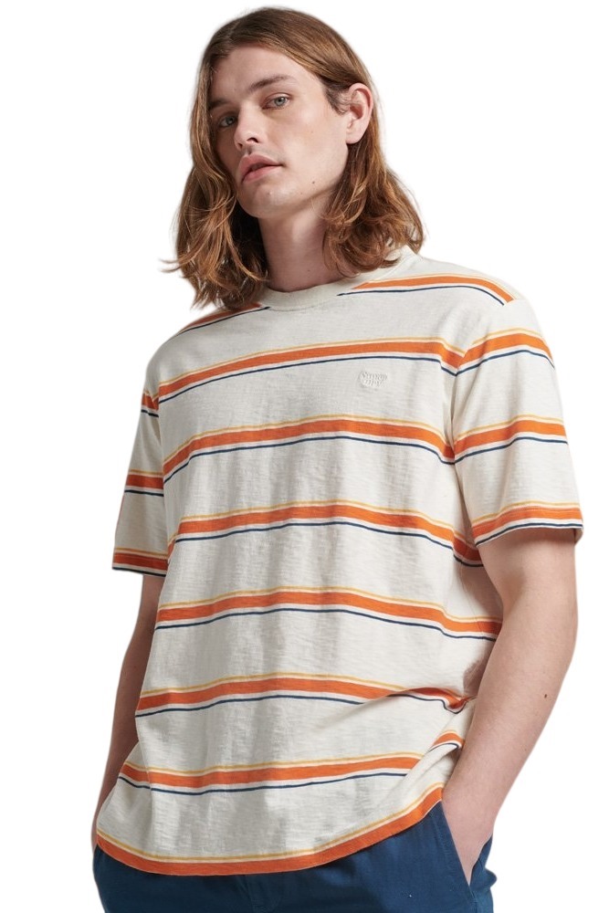 SUPERDRY D2 OVIN VINTAGE TEXTURED STRIPE T-SHIRT ΑΝΔΡΙΚΟ ECRU