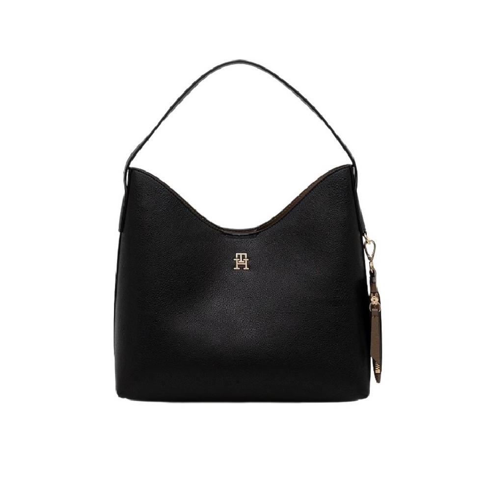 TOMMY HILFIGER ICON SHOULDER BAG ΤΣΑΝΤΑ ΓΥΝΑΙΚΕΙΑ BLACK