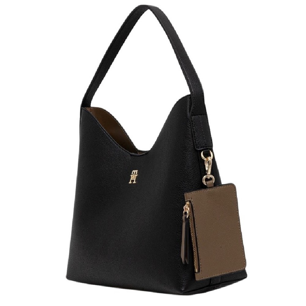 TOMMY HILFIGER ICON SHOULDER BAG ΤΣΑΝΤΑ ΓΥΝΑΙΚΕΙΑ BLACK