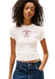 TOMMY JEANS SLIM TOMMY 85 RIB TEE T-SHIRT  ΜΠΛΟΥΖΑ ΓΥΝΑΙΚΕΙΑ OFF WHITE