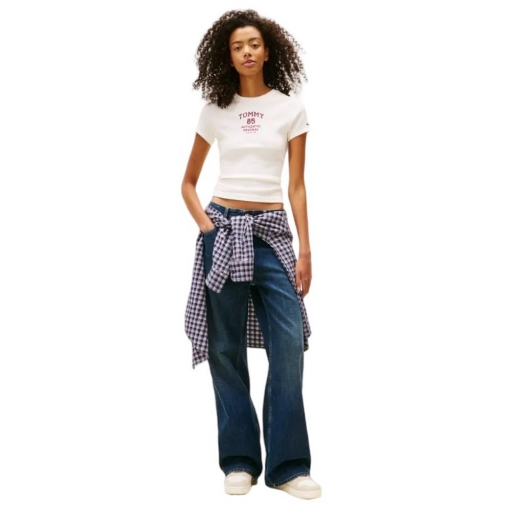 TOMMY JEANS SLIM TOMMY 85 RIB TEE T-SHIRT  ΜΠΛΟΥΖΑ ΓΥΝΑΙΚΕΙΑ OFF WHITE