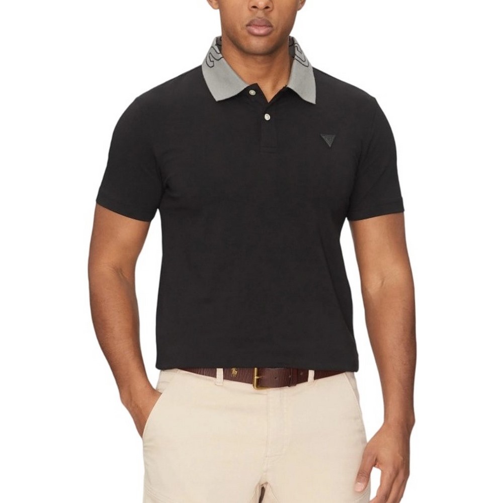 GUESS NOLAN SS POLO T-SHIRT ΜΠΛΟΥΖΑ ΑΝΔΡΙΚΗ BLACK