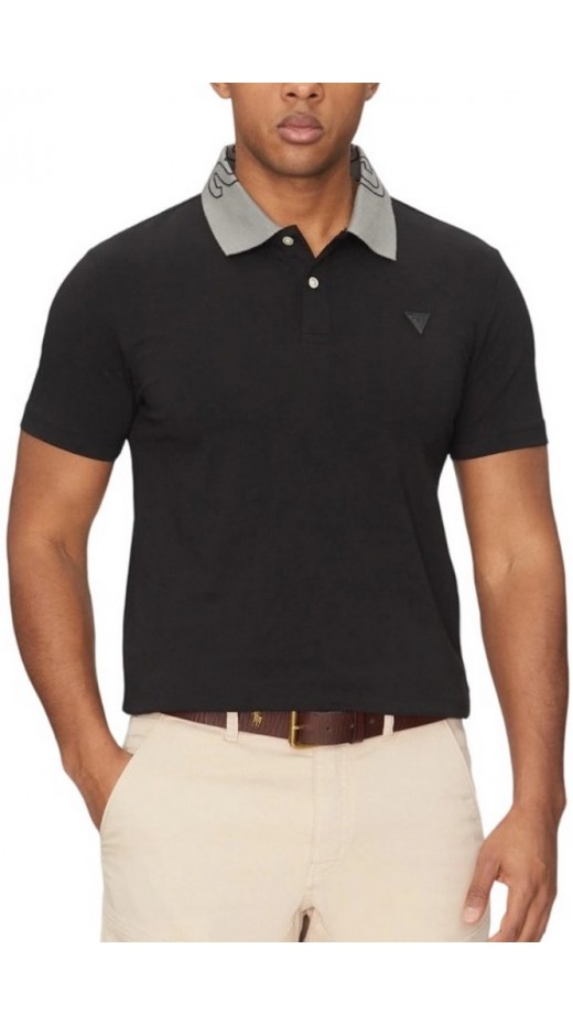GUESS NOLAN SS POLO T-SHIRT ΜΠΛΟΥΖΑ ΑΝΔΡΙΚΗ BLACK