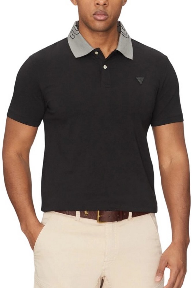GUESS NOLAN SS POLO T-SHIRT ΜΠΛΟΥΖΑ ΑΝΔΡΙΚΗ BLACK