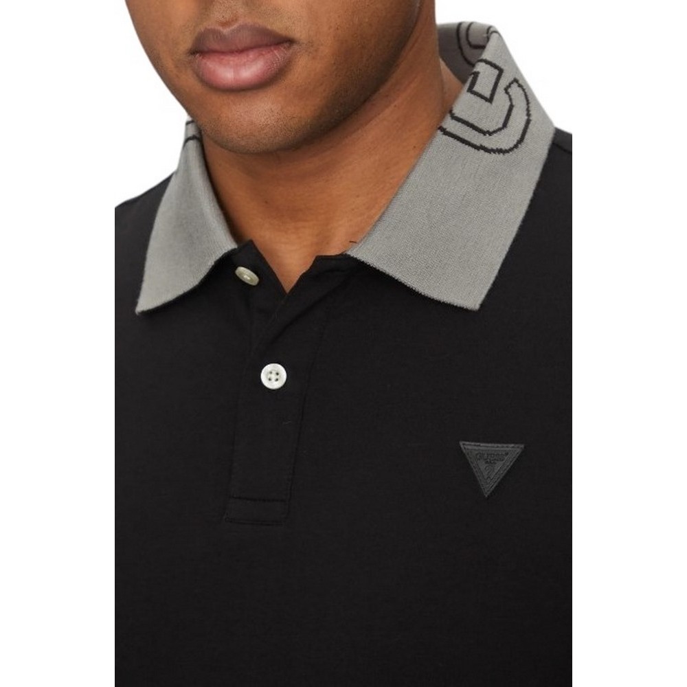GUESS NOLAN SS POLO T-SHIRT ΜΠΛΟΥΖΑ ΑΝΔΡΙΚΗ BLACK