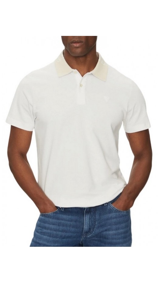 GUESS NOLAN SS POLO T-SHIRT ΜΠΛΟΥΖΑ ΑΝΔΡΙΚΗ WHITE