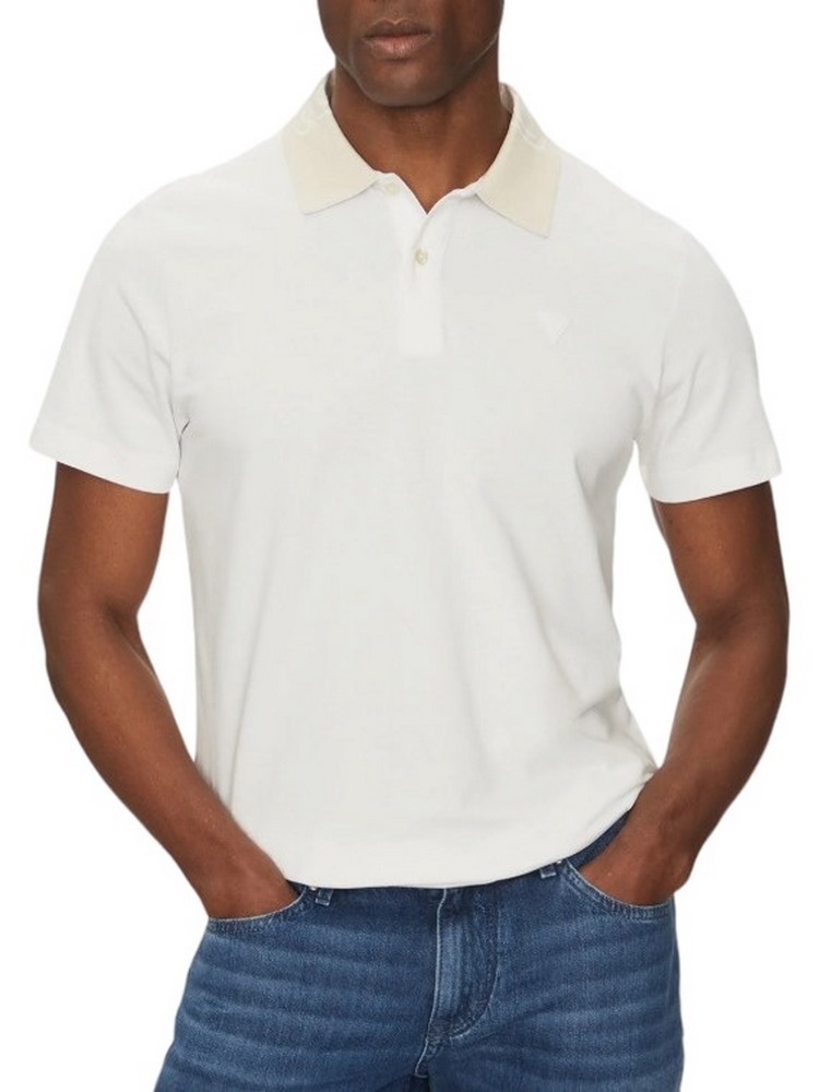 GUESS NOLAN SS POLO T-SHIRT ΜΠΛΟΥΖΑ ΑΝΔΡΙΚΗ WHITE