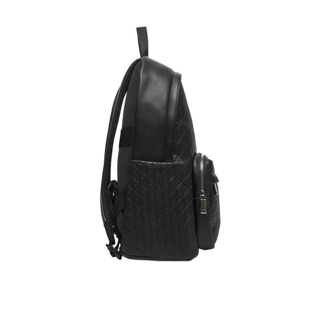 CALVIN KLEIN EMBLEM EMBOSS ROUND BACKPACK ΤΣΑΝΤΑ ΑΝΔΡΙΚΗ BLACK