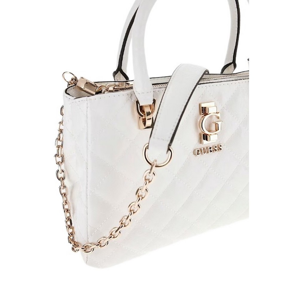 GUES BESSEY LUXURY SATCHEL ΤΣΑΝΤΑ ΓΥΝΑΙΚΕΙΑ WHITE