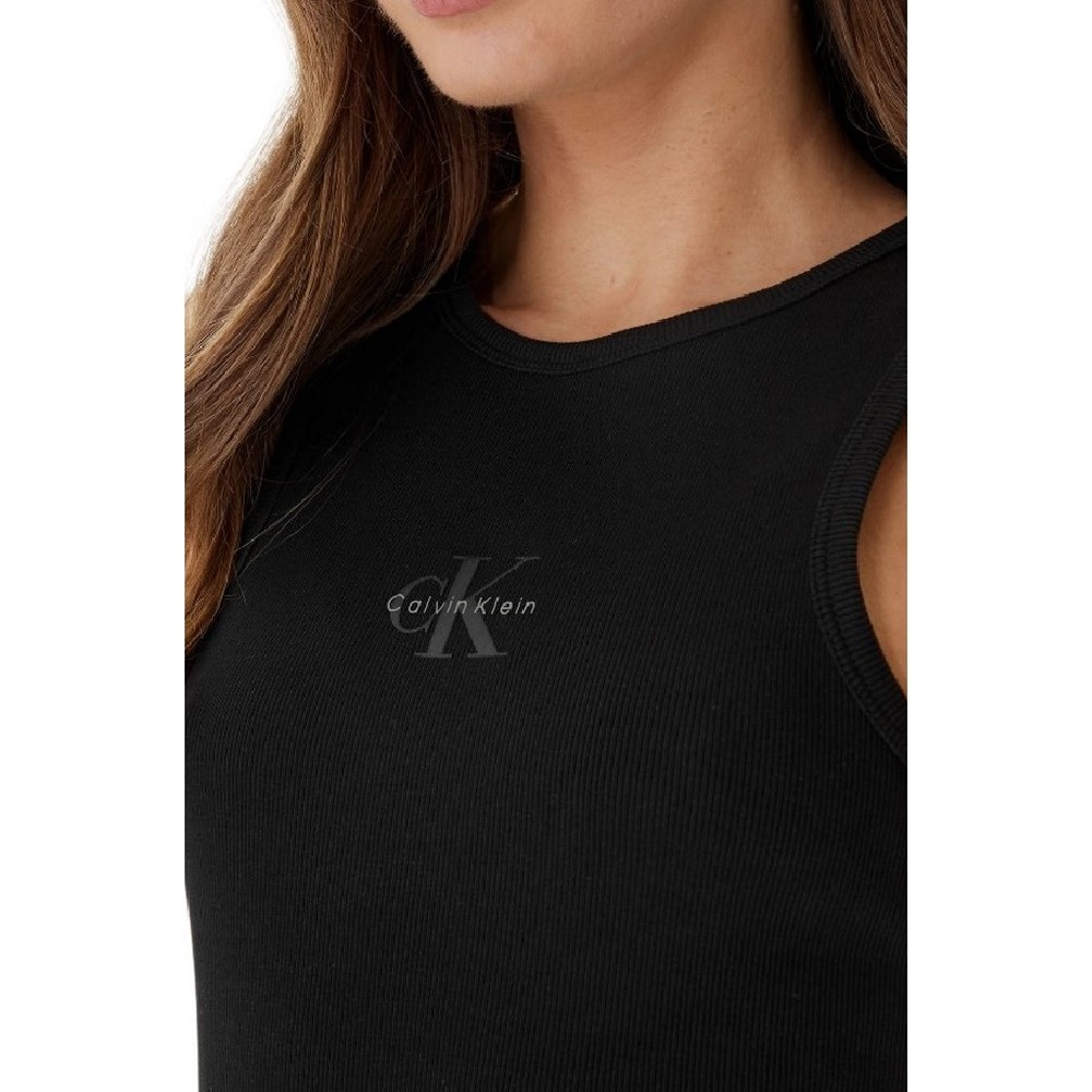 CALVIN KLEIN JEANS SL MONOLOGO BABY RIB TANK MIDI ΦΟΡΕΜΑ ΓΥΝΑΙΚΕΙΟ BLACK