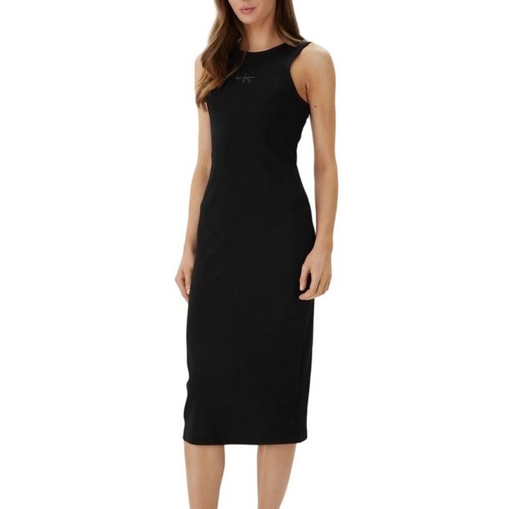 CALVIN KLEIN JEANS SL MONOLOGO BABY RIB TANK MIDI ΦΟΡΕΜΑ ΓΥΝΑΙΚΕΙΟ BLACK