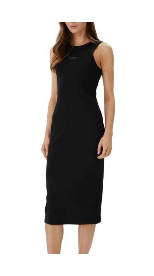 CALVIN KLEIN JEANS SL MONOLOGO BABY RIB TANK MIDI ΦΟΡΕΜΑ ΓΥΝΑΙΚΕΙΟ BLACK