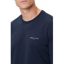TOMMY JEANS SLIM CHEST LINEAR LS TEE EXT ΜΠΛΟΥΖΑ ΑΝΔΡΙΚΗ DARK NAVY