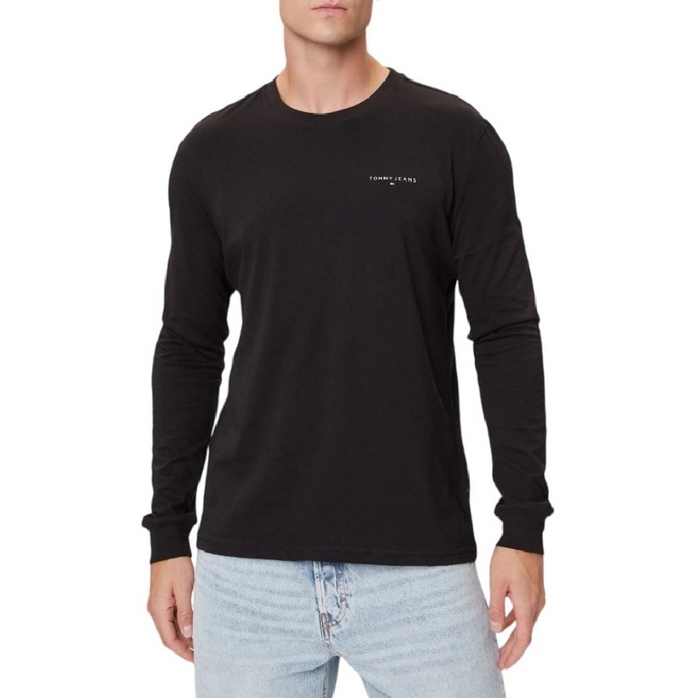 TOMMY JEANS SLIM CHEST LINEAR LS TEE EXT ΜΠΛΟΥΖΑ ΑΝΔΡΙΚΗ BLACK