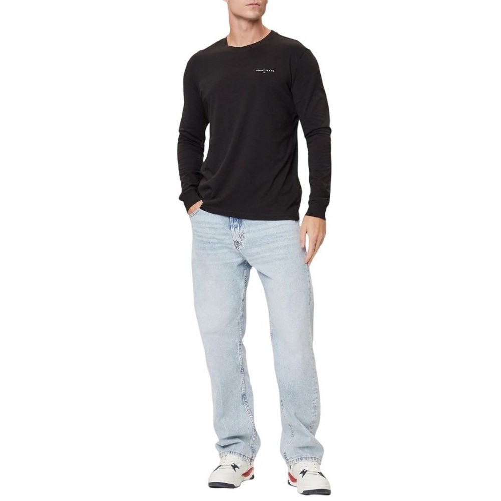 TOMMY JEANS SLIM CHEST LINEAR LS TEE EXT ΜΠΛΟΥΖΑ ΑΝΔΡΙΚΗ BLACK