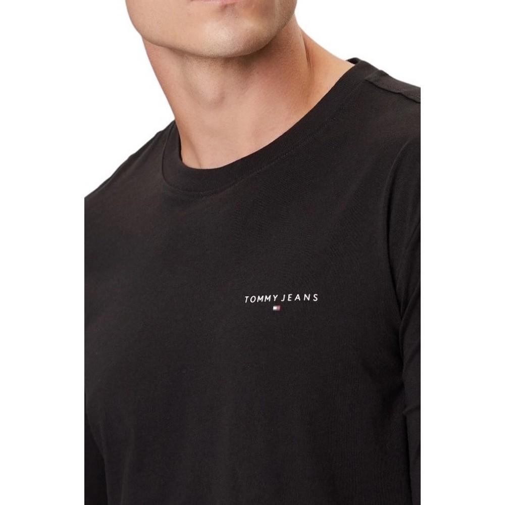 TOMMY JEANS SLIM CHEST LINEAR LS TEE EXT ΜΠΛΟΥΖΑ ΑΝΔΡΙΚΗ BLACK
