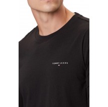 TOMMY JEANS SLIM CHEST LINEAR LS TEE EXT ΜΠΛΟΥΖΑ ΑΝΔΡΙΚΗ BLACK