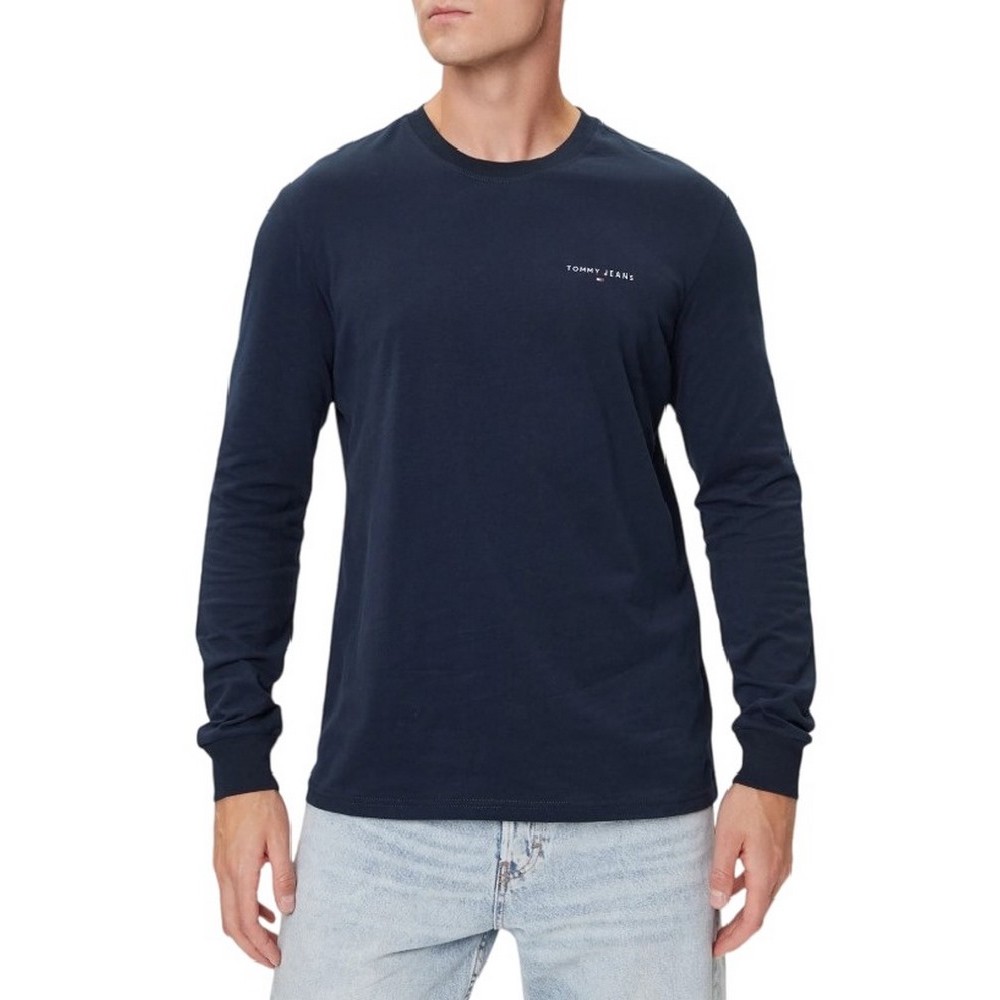 TOMMY JEANS SLIM CHEST LINEAR LS TEE EXT ΜΠΛΟΥΖΑ ΑΝΔΡΙΚΗ DARK NAVY