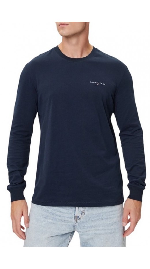 TOMMY JEANS SLIM CHEST LINEAR LS TEE EXT ΜΠΛΟΥΖΑ ΑΝΔΡΙΚΗ DARK NAVY