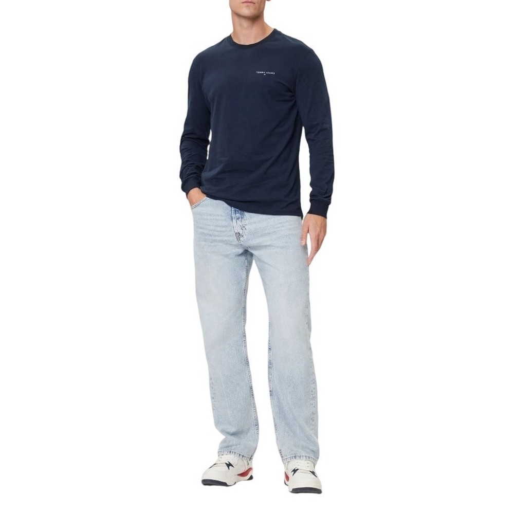 TOMMY JEANS SLIM CHEST LINEAR LS TEE EXT ΜΠΛΟΥΖΑ ΑΝΔΡΙΚΗ DARK NAVY