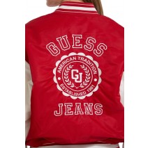 GUESS JEANS VARSITY WITH EMBROIDERY ΜΠΟΥΦΑΝ ΓΥΝΑΙΚΕΙΟ RED