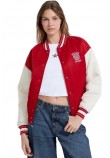 GUESS JEANS VARSITY WITH EMBROIDERY ΜΠΟΥΦΑΝ ΓΥΝΑΙΚΕΙΟ RED