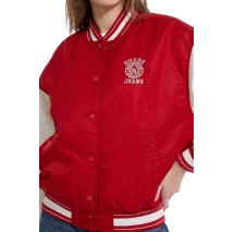 GUESS JEANS VARSITY WITH EMBROIDERY ΜΠΟΥΦΑΝ ΓΥΝΑΙΚΕΙΟ RED