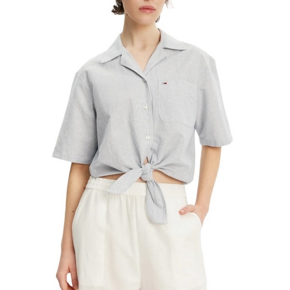 TOMMY JEANS CRP LINEN SS SHIRT ΠΟΥΚΑΜΙΟΣΟ ΓΥΝΑΙΚΕΙΟ BLUE