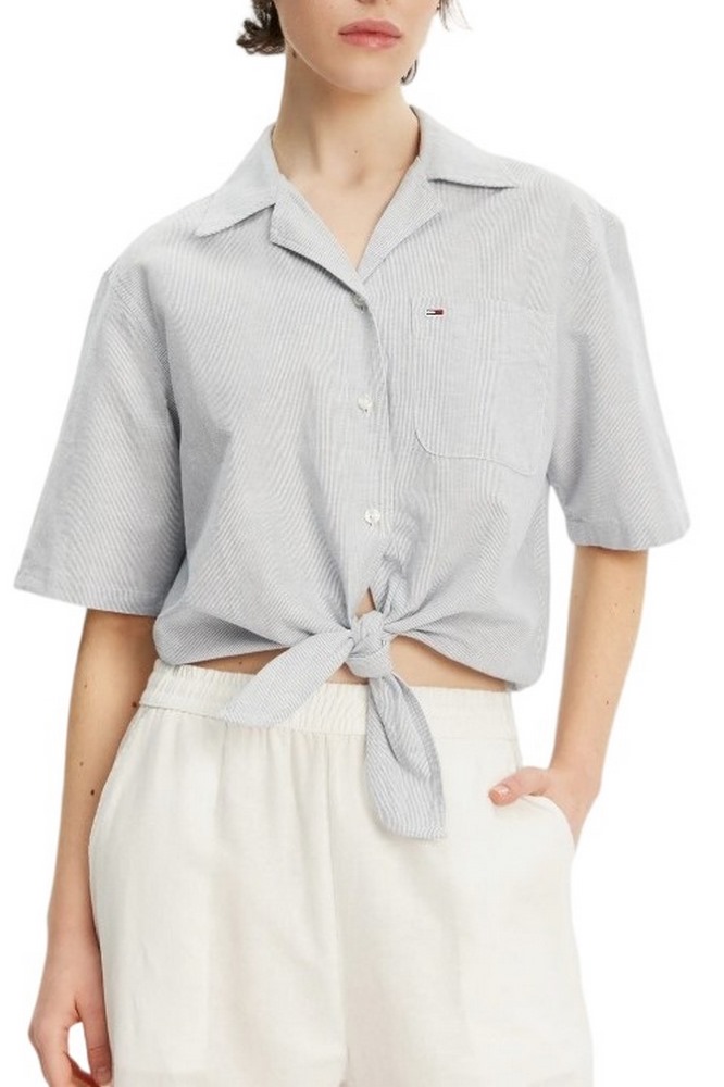 TOMMY JEANS CRP LINEN SS SHIRT ΠΟΥΚΑΜΙΟΣΟ ΓΥΝΑΙΚΕΙΟ BLUE