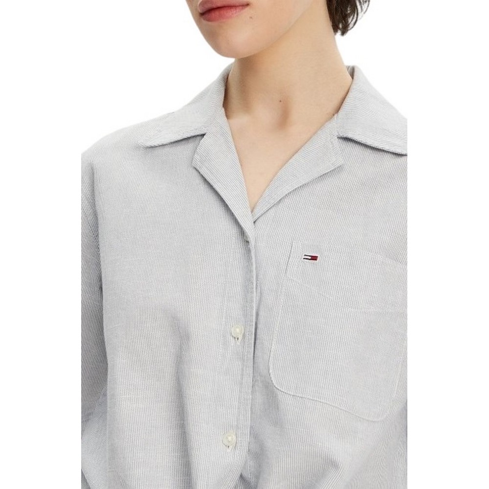 TOMMY JEANS CRP LINEN SS SHIRT ΠΟΥΚΑΜΙΟΣΟ ΓΥΝΑΙΚΕΙΟ BLUE