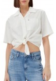TOMMY JEANS CRP LINEN SS SHIRT ΠΟΥΚΑΜΙΟΣΟ ΓΥΝΑΙΚΕΙΟ OFF WHITE