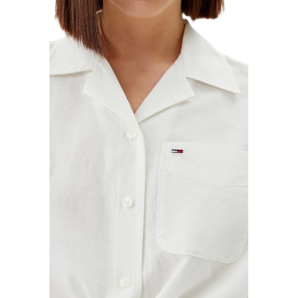 TOMMY JEANS CRP LINEN SS SHIRT ΠΟΥΚΑΜΙΟΣΟ ΓΥΝΑΙΚΕΙΟ OFF WHITE