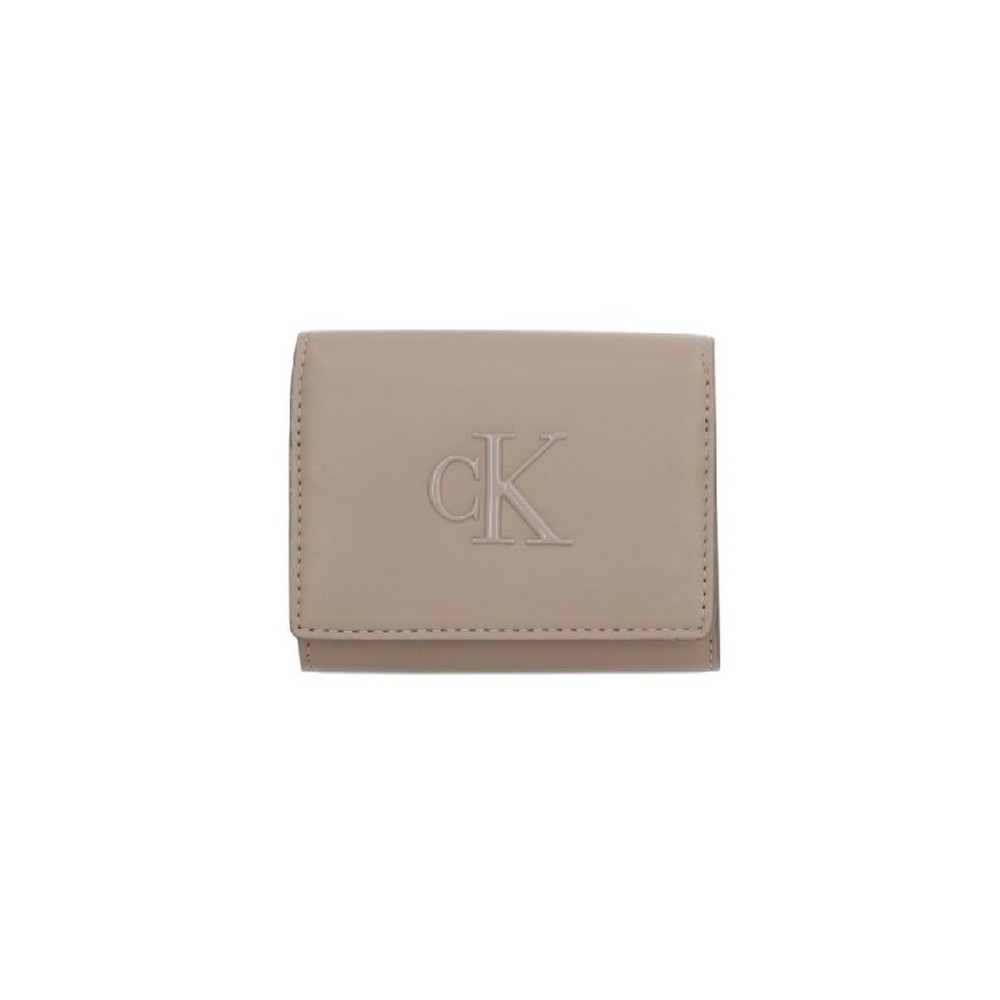 CALVIN KLEIN RAISED CK MEDIUM BIFOLD ΠΟΡΤΟΦΟΛΙ ΓΥΝΑΙΚΕΙΟ TAUPE
