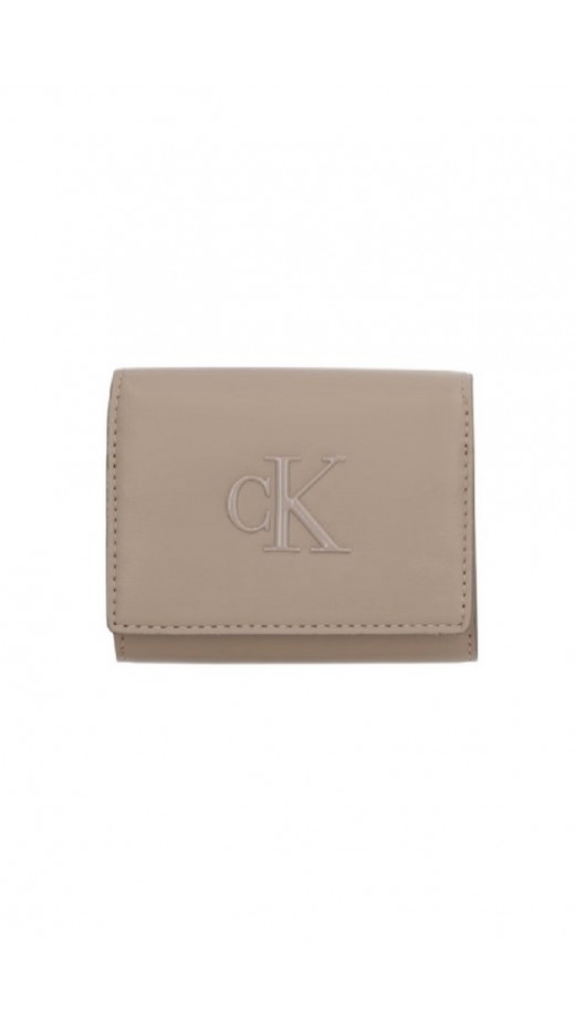 CALVIN KLEIN RAISED CK MEDIUM BIFOLD ΠΟΡΤΟΦΟΛΙ ΓΥΝΑΙΚΕΙΟ TAUPE
