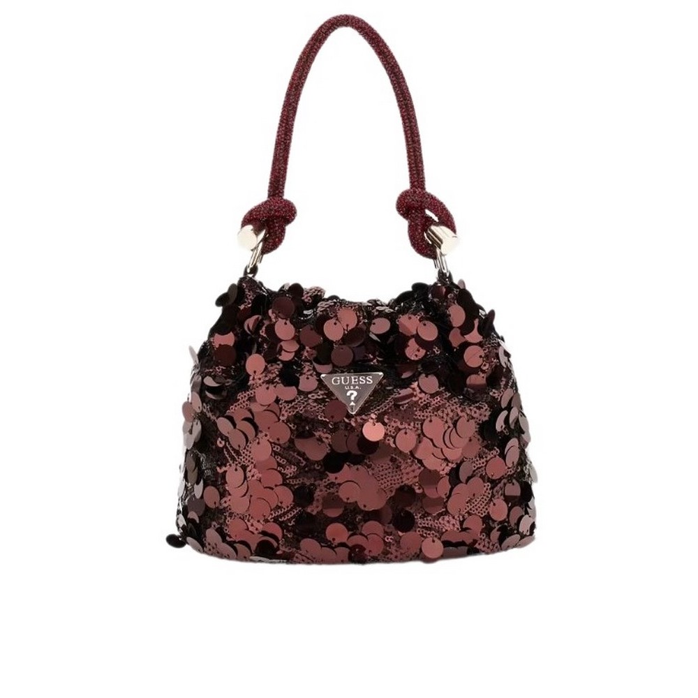 GUESS HOLIDAY SHINE TOP HANDLE POUCH ΤΣΑΝΤΑ ΓΥΝΑΙΚΕΙΑ WINE