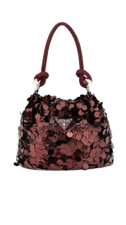 GUESS HOLIDAY SHINE TOP HANDLE POUCH ΤΣΑΝΤΑ ΓΥΝΑΙΚΕΙΑ WINE