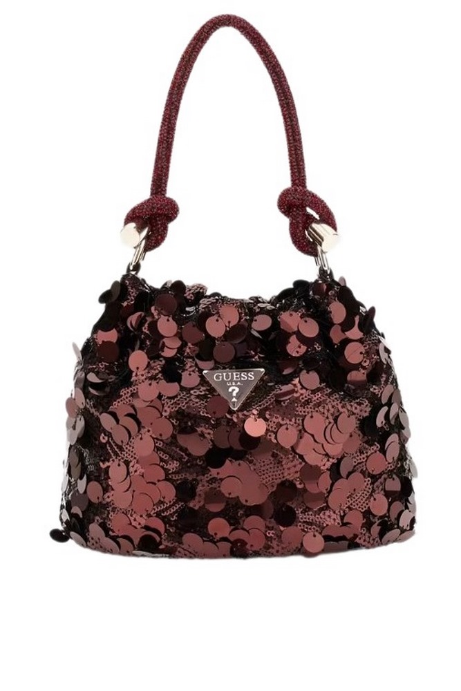 GUESS HOLIDAY SHINE TOP HANDLE POUCH ΤΣΑΝΤΑ ΓΥΝΑΙΚΕΙΑ WINE