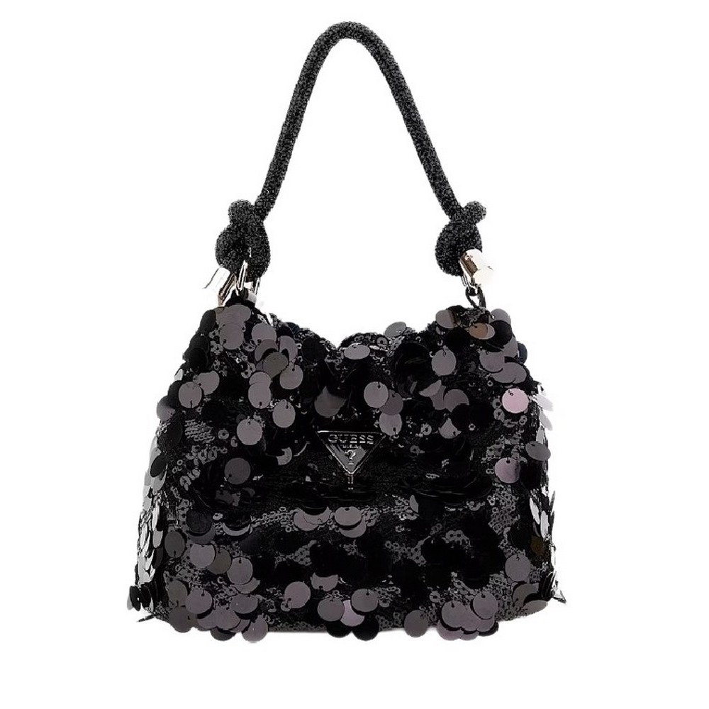 GUESS HOLIDAY SHINE TOP HANDLE POUCH ΤΣΑΝΤΑ ΓΥΝΑΙΚΕΙΑ BLACK