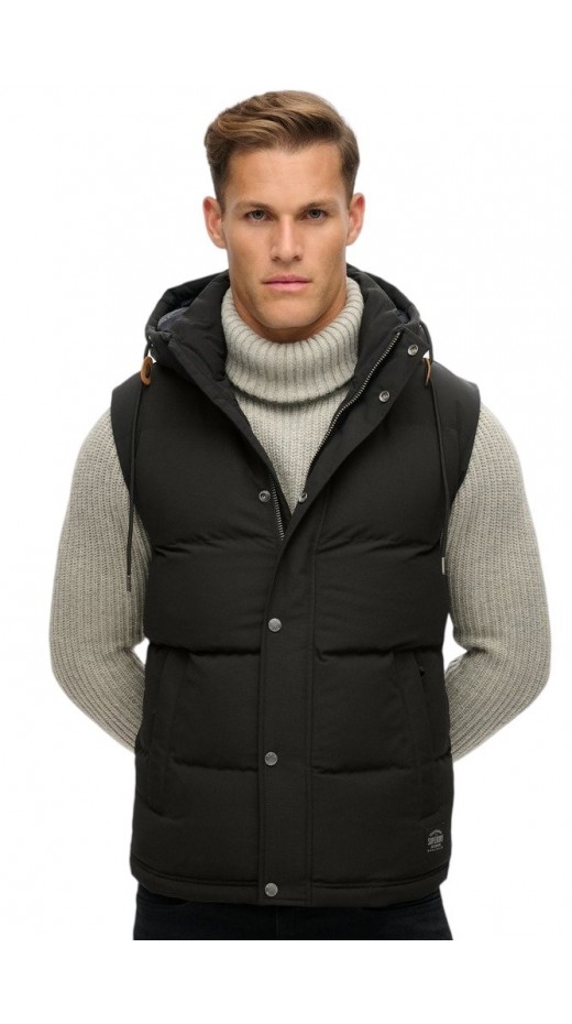 SUPERDRY D2 OVIN EVEREST HOODED PUFFER GILET ΜΠΟΥΦΑΝ ΑΝΔΡΙΚΟ BLACK