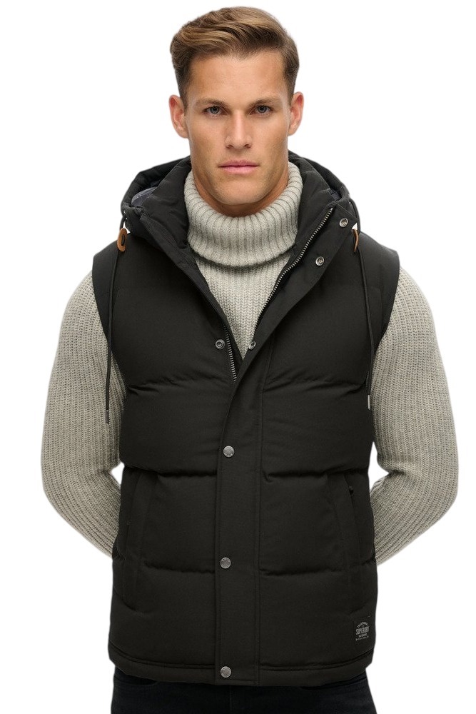 SUPERDRY D2 OVIN EVEREST HOODED PUFFER GILET ΜΠΟΥΦΑΝ ΑΝΔΡΙΚΟ BLACK